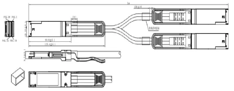 Mechanical Specifications of of 200G QSFP56 Breakout DAC